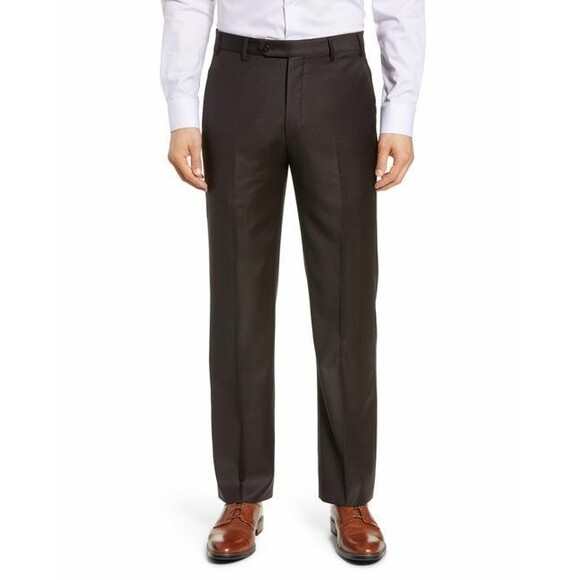 NWT ZANELLA 32 Dk Brown wool dress pants trousers Italy $375 David slacks men's
